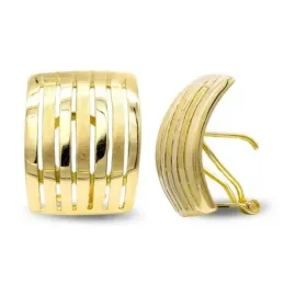 Pendientes oro 18k mujer mate brillo barras verticales caladas omega