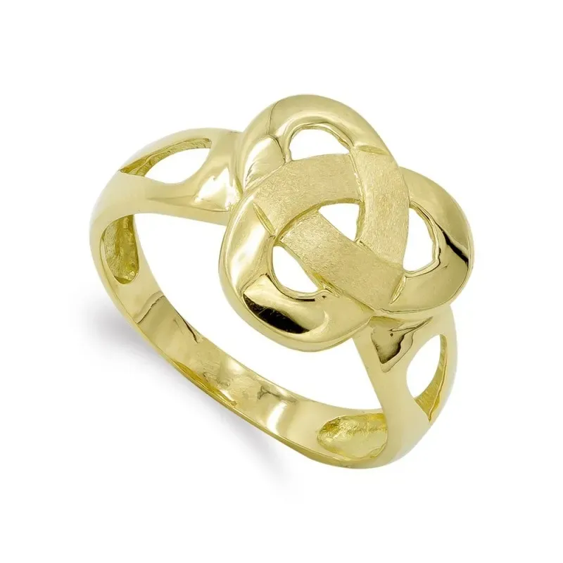 Sortija oro 18k mujer hojas entrelazadas mate brillo laterales calado