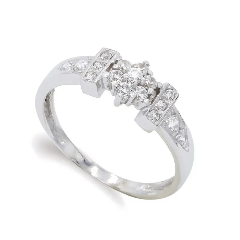 Sortija oro blanco 18k mujer barras laterales vertical combinada circ