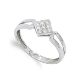 Sortija oro blanco 18k mujer rombo centro circontias combinadas later