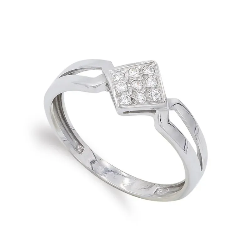 Sortija oro blanco 18k mujer rombo centro circontias combinadas later