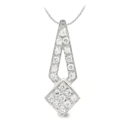 Gargantilla oro blanco 18k mujer colgante circonitas rombo combinadas