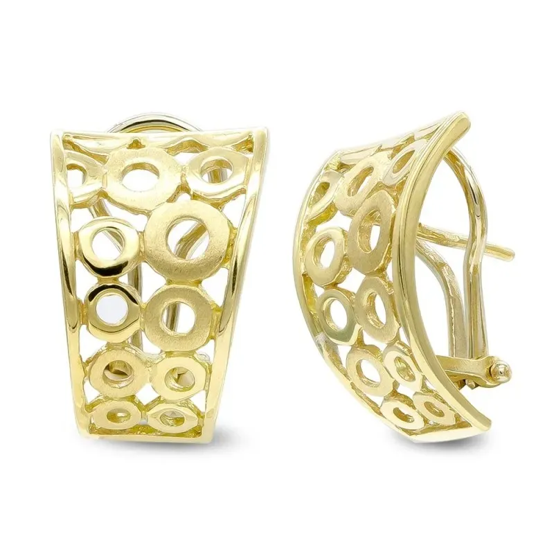 Pendientes oro 18k mujer círculos calados omega