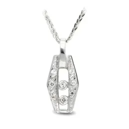 Gargantilla oro blanco 18k mujer circonitas formas caladas centro