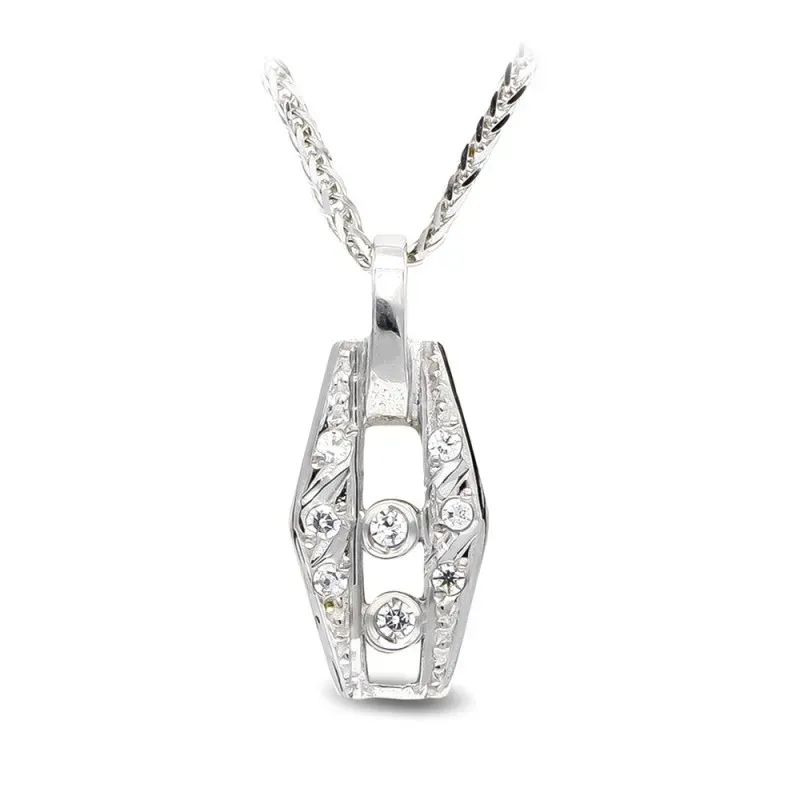 Gargantilla oro blanco 18k mujer circonitas formas caladas centro