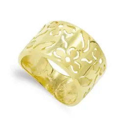Sortija oro 18k mujer flores caladas mate brillo combinadas lisas