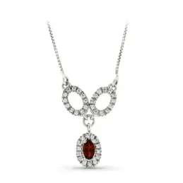 Gargantilla oro blanco 18k mujer tres ovales calados combinados piedr