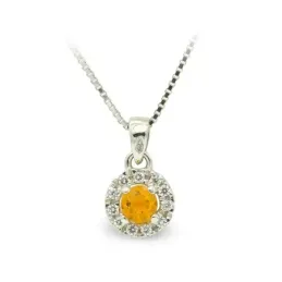 Gargantilla oro blanco 18k mujer circonitas combinadas piedra color a