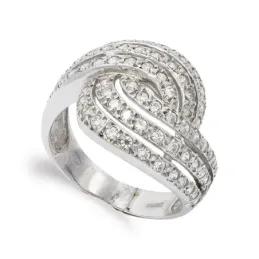 Sortija oro blanco 18k mujer bandas circonitas caladas