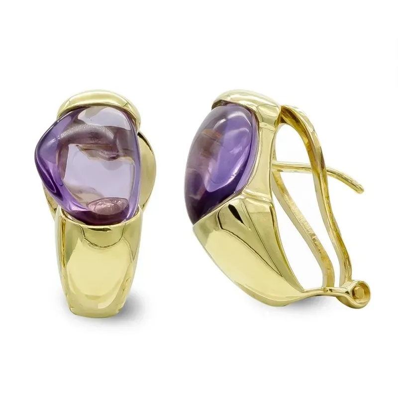 Pendientes oro 18k mujer piedra color forma ovalada