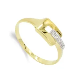 Sortija oro bicolor 18k mujer formas combinadas circonitas cuadrado c