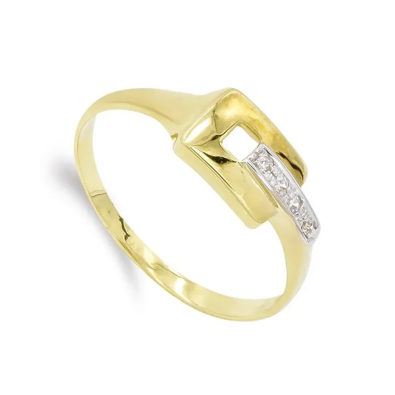 Sortija oro bicolor 18k mujer formas combinadas circonitas cuadrado c