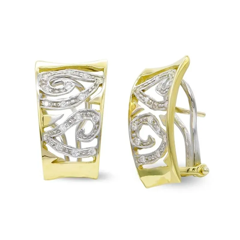 Pendientes oro bicolor 18k mujer formas variadas caladas combinadas c