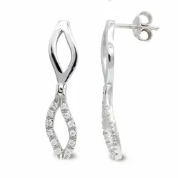 Pendientes oro blanco 18k mujer largos formas onduladas lisas combina