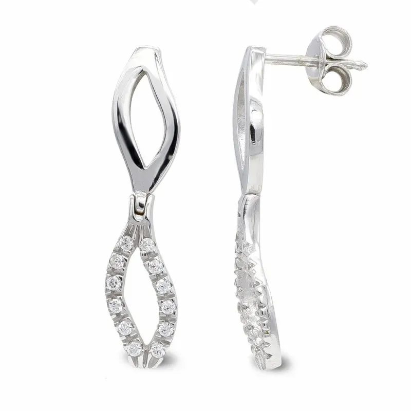 Pendientes oro blanco 18k mujer largos formas onduladas lisas combina