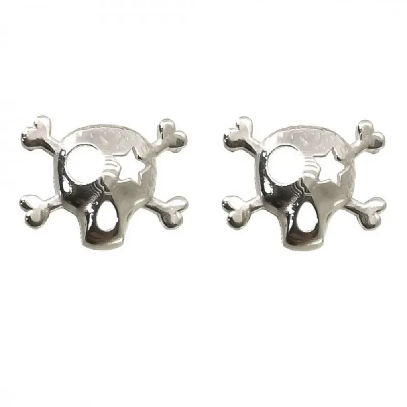 Pendientes plata Ley 925m mujer 13 mm. calavera presión