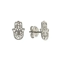 Pendientes plata Ley 925m mujer 10 mm. mano Fátima calada presión