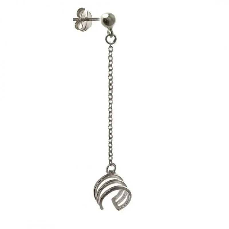 Pendiente suelto medio par plata Ley 925m mujer 4.5 cm. trepador aro