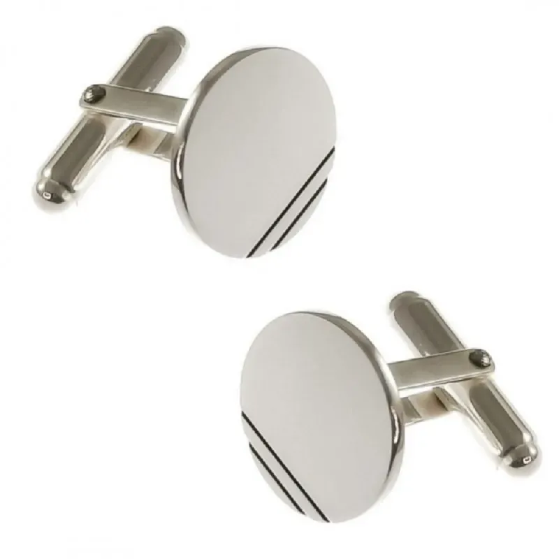 Gemelos plata Ley 925m hombre 15 mm. oxidado liso detalle líneas