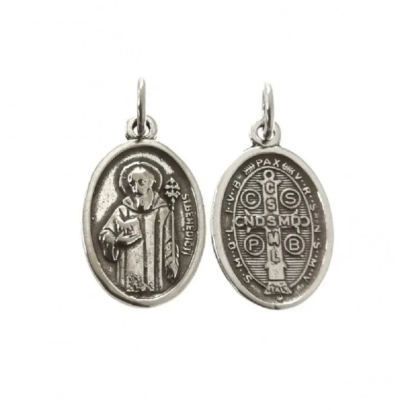 San Judas Tadeo medalla plata Ley 925m unisex 2 cm. ovalada doble car