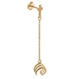 Pendiente medio par plata Ley 925m chapado oro mujer trepador 4.5 cm.