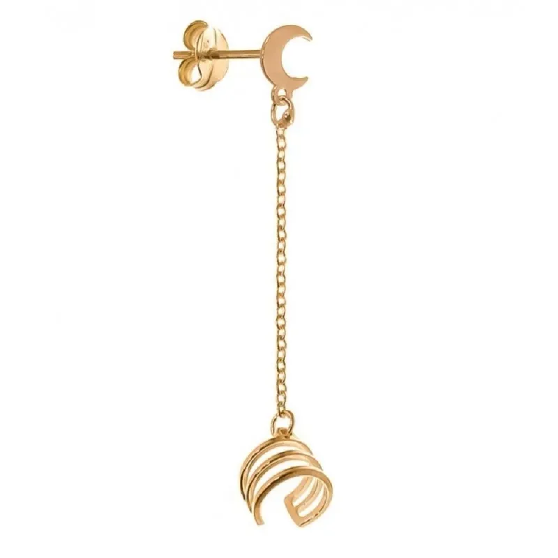 Pendiente medio par plata Ley 925m chapado oro trepador mujer 4.5 cm.
