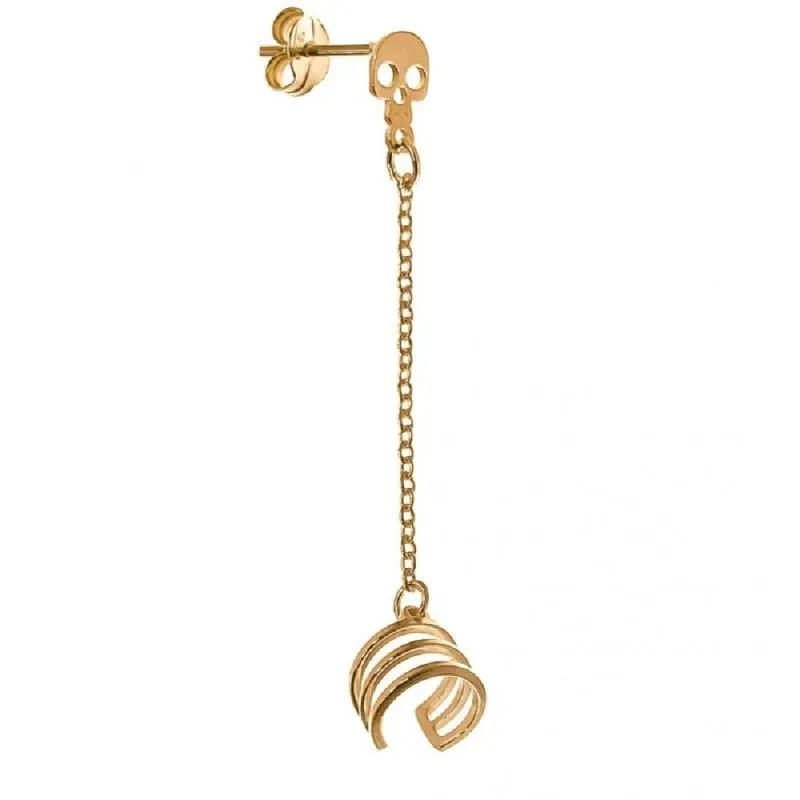Pendiente medio par plata Ley 925m chapado oro trepador mujer 4.5 cm.