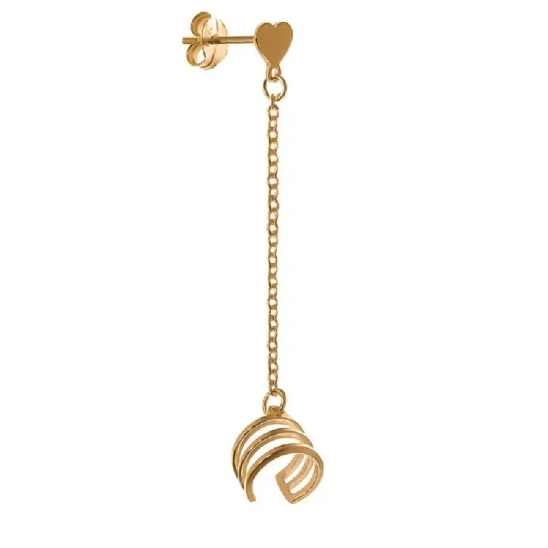 Pendientes medio par plata Ley 925m chapado oro trepador mujer 4.5 cm