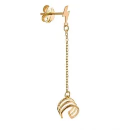 Pendiente medio par plata Ley 925m chapado oro trepador mujer 4.5 cm.