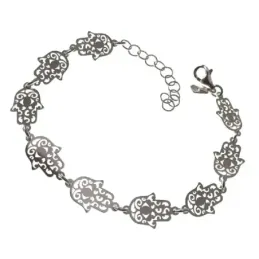 Pulsera plata Ley 925m mujer 16 cm. mano de Fátima 15 mm. mosquetón