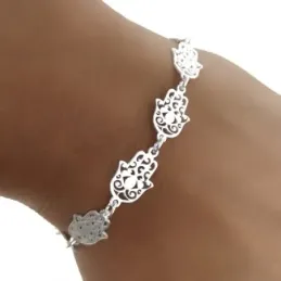 Pulsera plata Ley 925m mujer 16 cm. mano de Fátima 15 mm. mosquetón