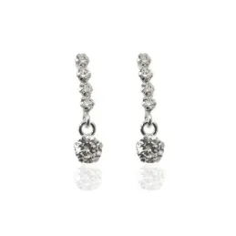 Pendientes plata Ley 925m mujer largos 1.6 cm. circonitas barra combi