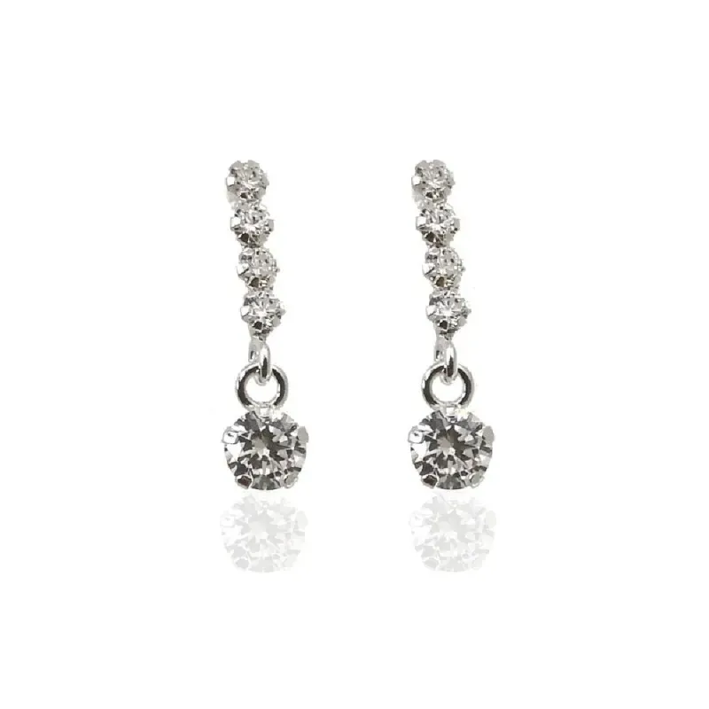 Pendientes plata Ley 925m mujer largos 1.6 cm. circonitas barra combi