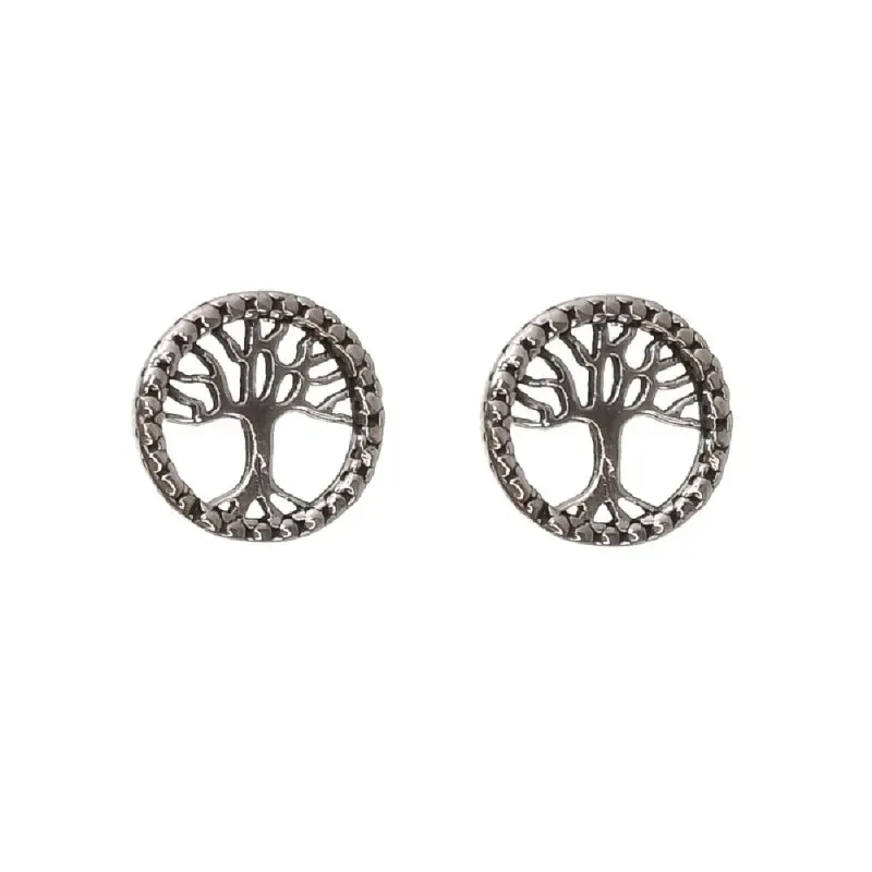 Pendientes plata Ley 925m mujer 10 mm. árbol vida calado oxidado pres