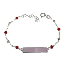 Esclava plata Ley 925m niña 15 cm. cadena combinada bolas piedras col
