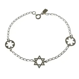 Pulsera plata Ley 925m mujer 18 cm. forzada Estrella David 10 mm. cal