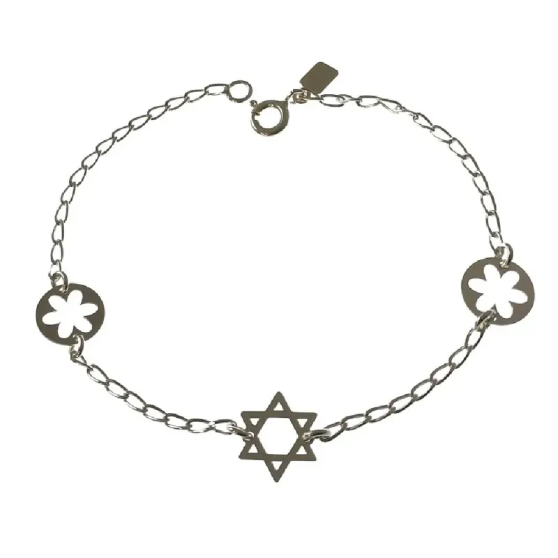 Pulsera plata Ley 925m mujer 18 cm. forzada Estrella David 10 mm. cal