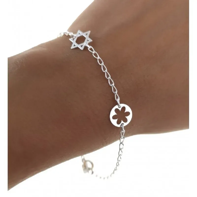 Pulsera plata Ley 925m mujer 18 cm. forzada Estrella David 10 mm. cal