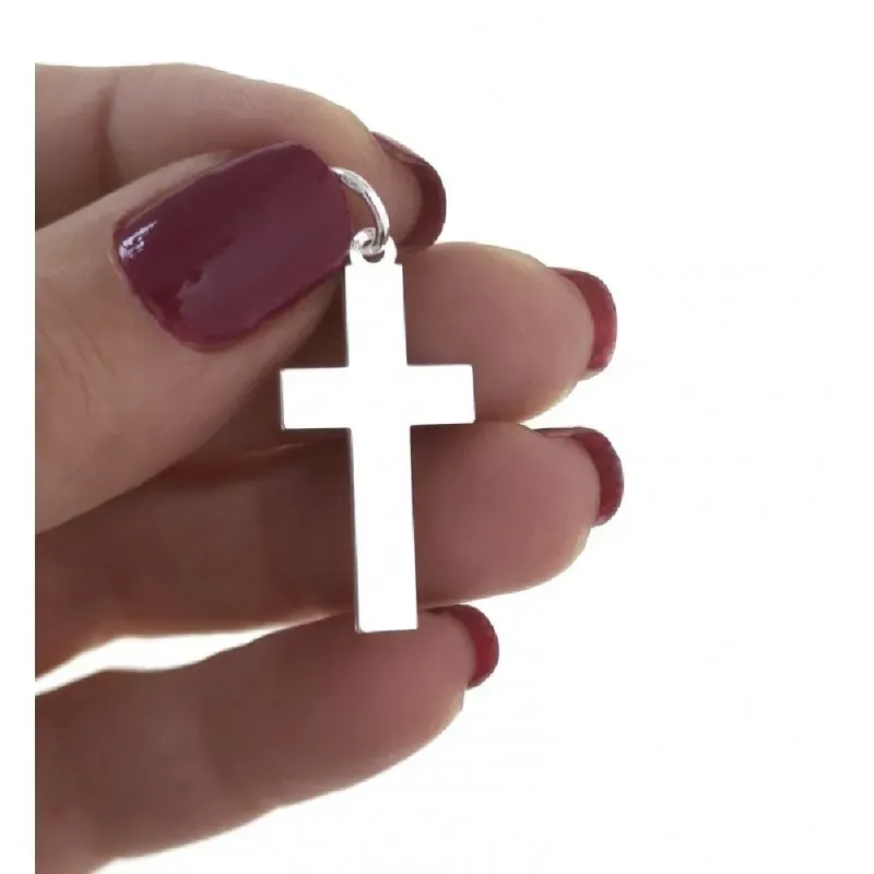 Cruz colgante plata Ley 925m unisex 3 cm. lisa