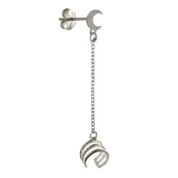 Pendiente suelto medio par plata Ley 925m trepador mujer 4.5 cm. moti
