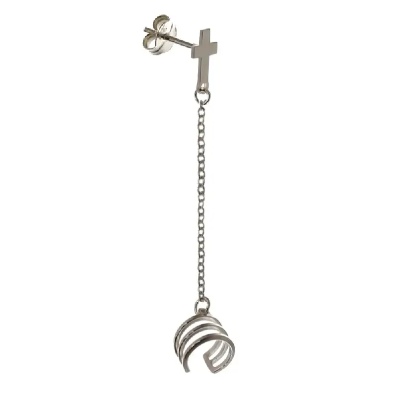 Pendiente suelto medio par plata Ley 925m trepador mujer 4.5 cm. moti