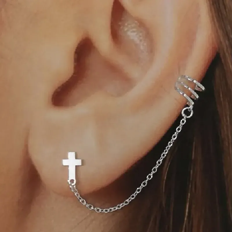 Pendiente suelto medio par plata Ley 925m trepador mujer 4.5 cm. moti