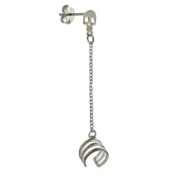 Pendiente suelto medio par plata Ley 925m mujer 4.5 cm. trepador cade