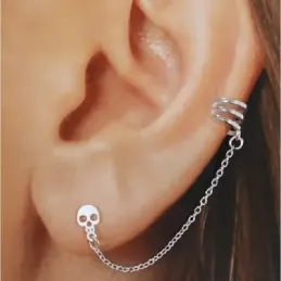 Pendiente suelto medio par plata Ley 925m mujer 4.5 cm. trepador cade