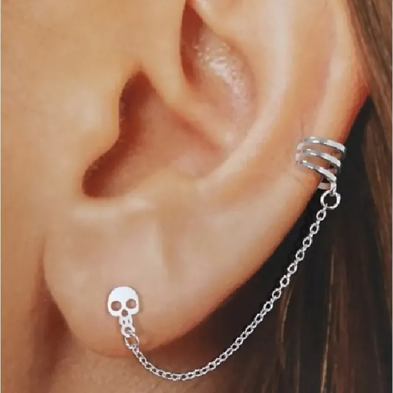 Pendiente suelto medio par plata Ley 925m mujer 4.5 cm. trepador cade