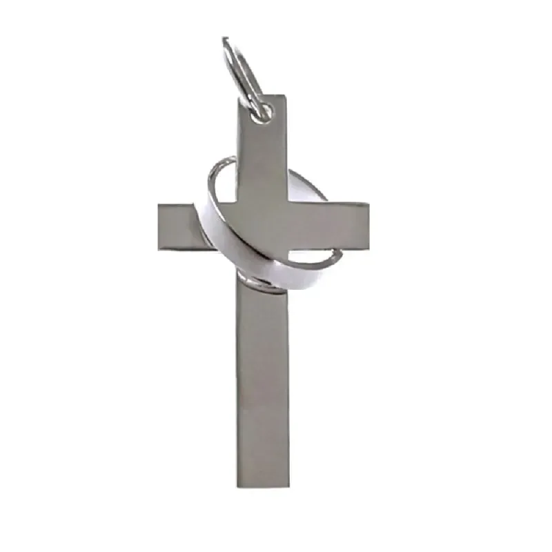 Cruz colgante plata Ley 925m unisex 3 cm. lisa combinada alianza 10 m