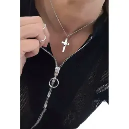 Cruz colgante plata Ley 925m unisex 3 cm. lisa combinada alianza 10 m