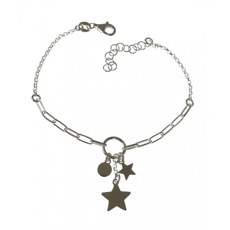 Pulsera plata Ley 925m mujer 16 cm. doble cadena rolo forzada alargad