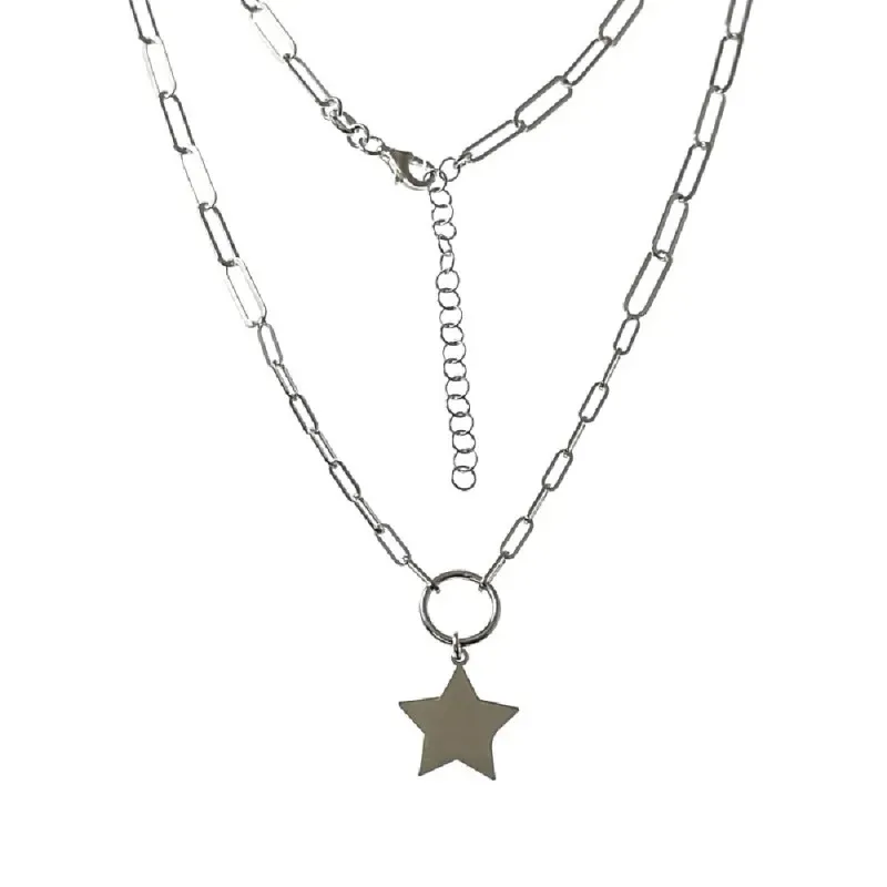 Gargantilla plata Ley 925m mujer 39 cm. forzada alargada aro combinad