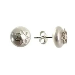 Pendientes plata Ley 925m mujer 10 mm. perla combinada centro flor pr